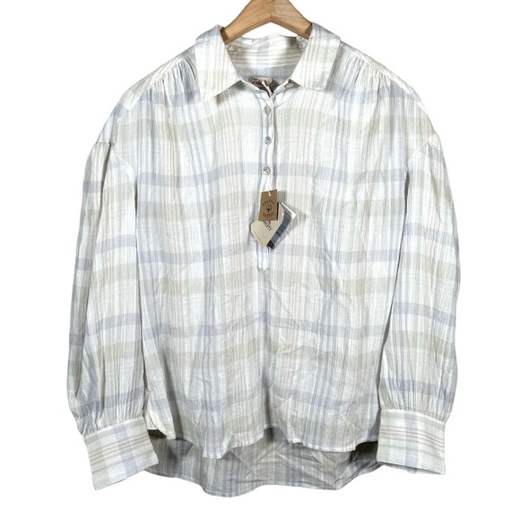 FAHERTY Olli Gauze Organic Cotton Top in Atwood Plaid - Picture 5 of 13
